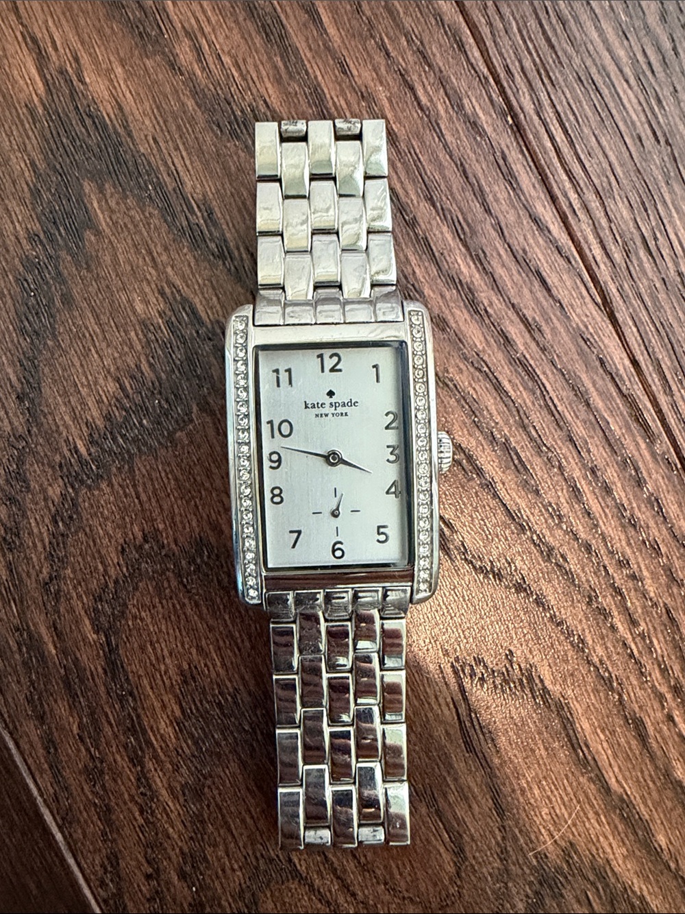 kate spade Silver Rectangular Crystal-Trim Bracelet Watch